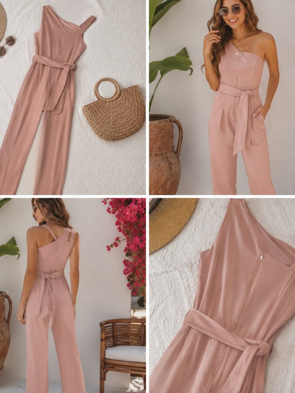 Pink asymetrical keyhole Jumpsuit